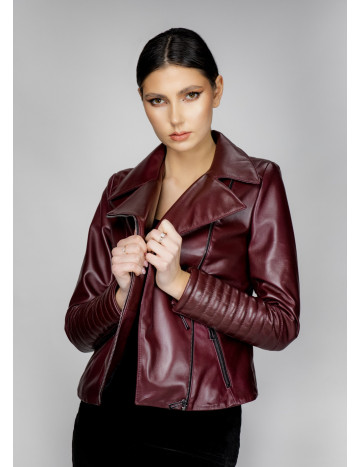 Geacă de Damă din Piele de Miel cu Revere Model Lavinia...