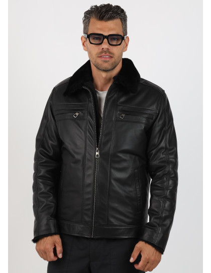 Geacă Îmblănită de Bărbați din Piele...