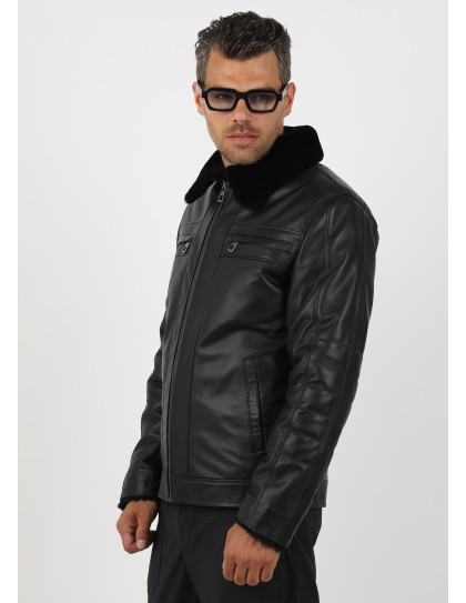 Geacă Îmblănită de Bărbați din Piele...