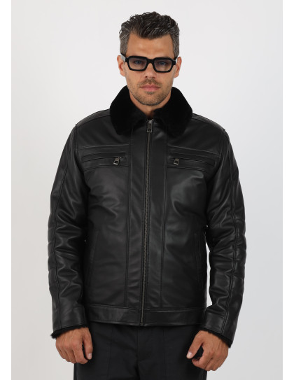 Geacă Îmblănită de Bărbați din Piele...