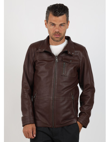 Geacă de Bărbați din Piele de Miel Tip Sacou Model...