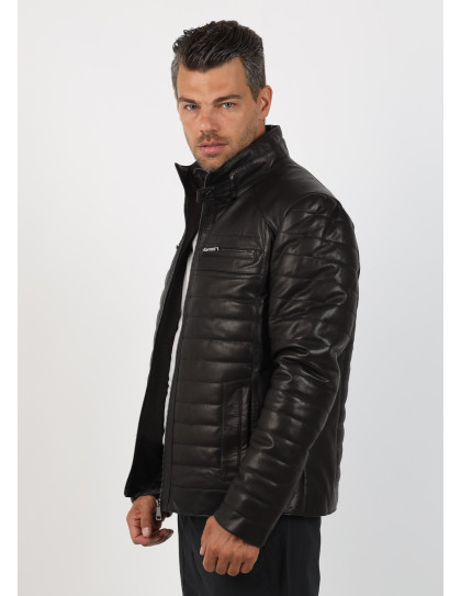 Geacă de Bărbați Matlasată din Piele...