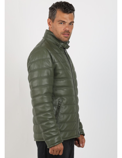 Geacă de Bărbați Matlasată din Piele...