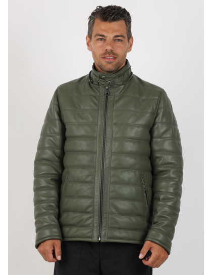 Geacă de Bărbați Matlasată din Piele...