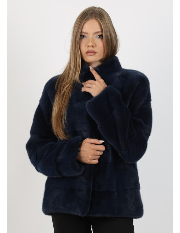 Haină de Damă din Blană de Nurcă Dark Blue Vizon