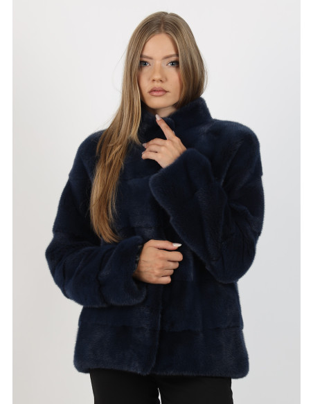 Haină de Damă din Blană de Nurcă Dark Blue Vizon