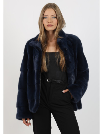Haină de Damă din Blană de Nurcă Dark Blue Vizon 2
