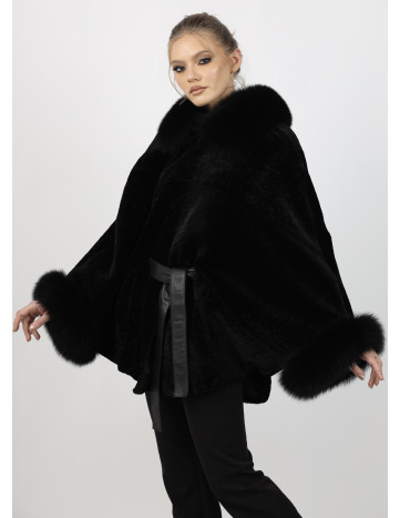 Poncho de Damă Universal din Blană de Miel Australian și...