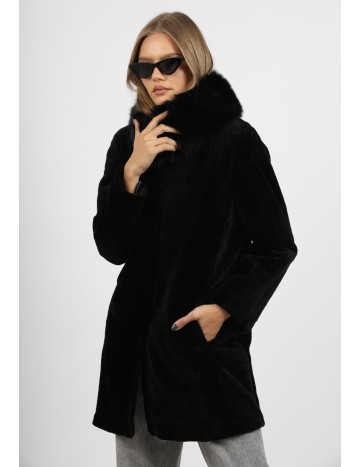 Cojoc de Damă din Blană de Miel Australian cu Guler Vulpe...