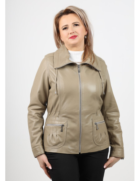 Geacă de Damă din Piele de Miel Model Natașa Crem