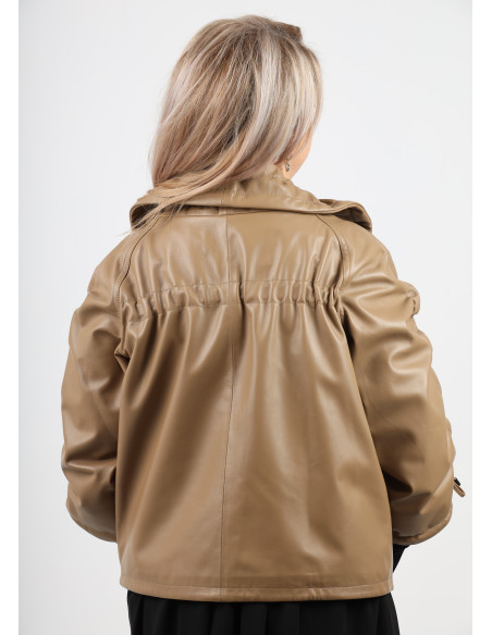 Geacă de Damă din Piele de Miel Model Ximena Mocha Mousse