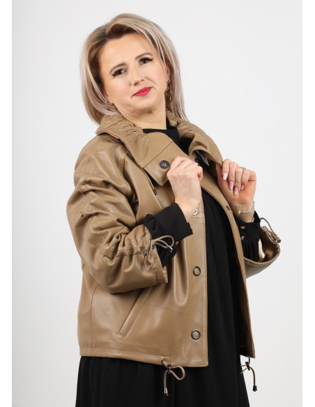 Geacă de Damă din Piele de Miel Model Ximena Mocha Mousse