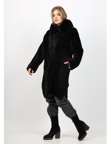 Palton de Damă din Blană de Miel Australian și Guler din...