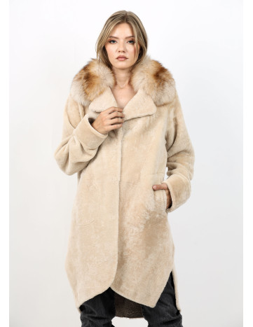 Palton de Damă din Blană de Miel Australian și Guler din...