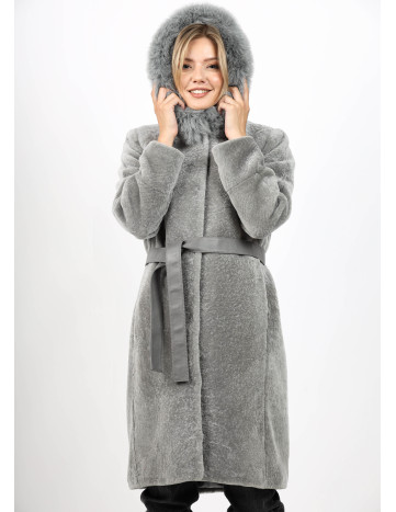 Cojoc de Damă din Blană de Miel Australian și Glugă din...