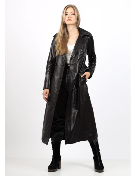 Trench din Piele de Miel Model Xena
