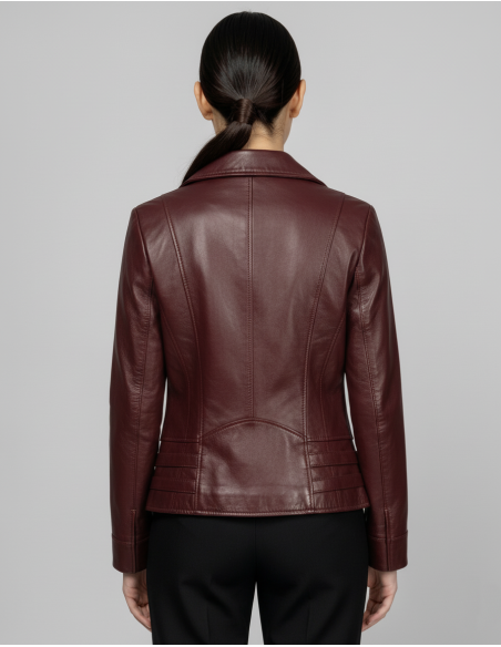 Geacă de Damă din Piele de Miel Model Urban Cezara Burgundy