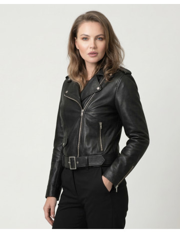 Geacă de Damă din Piele de Miel Urban Model Adina Negru 2