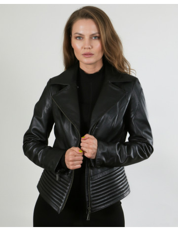 Geacă de Damă din Piele de Miel cu Revere Model Urban...