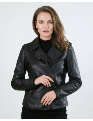 Geacă de Damă din Piele de Miel Model Liana Negru