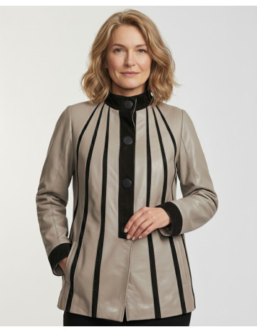 Geacă de Damă din Piele de Miel Model Ziana Bej