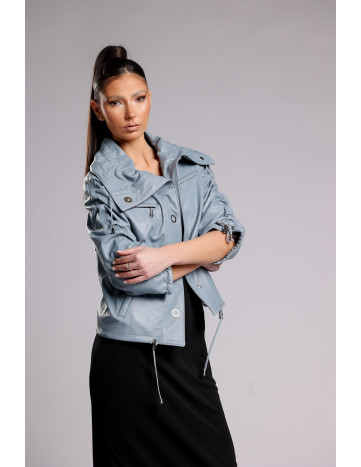 Geacă din Piele de Miel Model Ximena Baby Blue 2