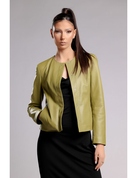 Geacă de Damă din Piele de Miel Tip Sacou Model Irene Fistic