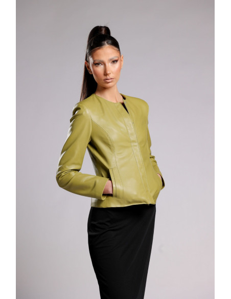 Geacă de Damă din Piele de Miel Tip Sacou Model Irene Fistic