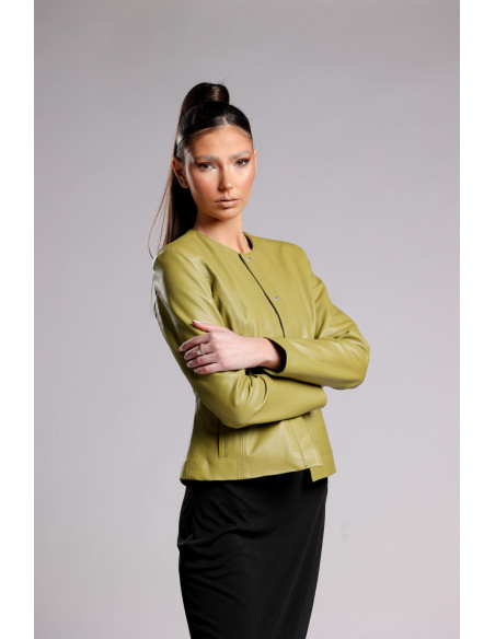 Geacă de Damă din Piele de Miel Tip Sacou Model Irene Fistic