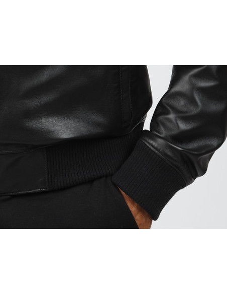 Geacă de Bărbați Tip Bomber din Piele de Miel Model Foxy Negru