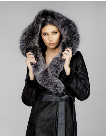 Cojoc de Damă din Blană de Miel Napalan cu Glugă de Vulpe... 2