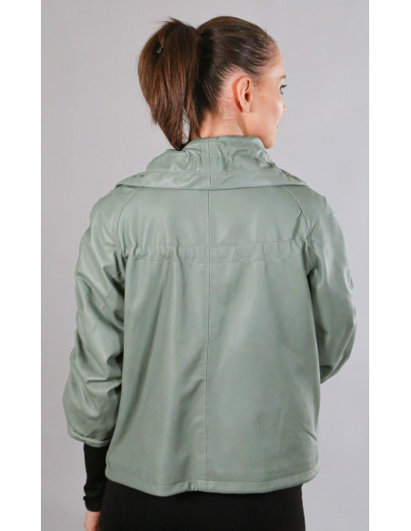 Geacă din Piele de Miel Model Ximena Baby Blue