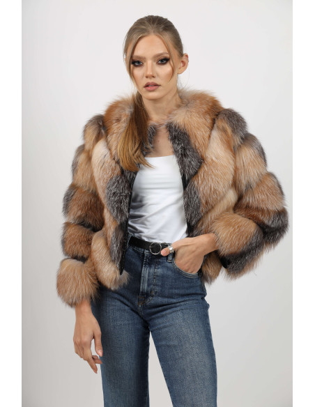 Haină de Damă din Blană de Vulpe Argintie Model Sonia 01 Otaban