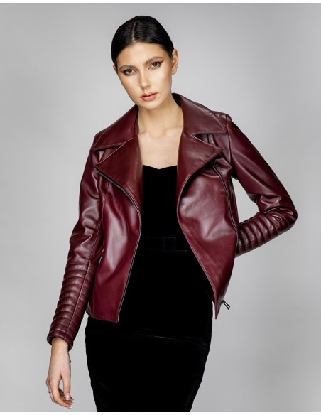 Geacă de Damă din Piele de Miel cu Revere Model Liana Grena