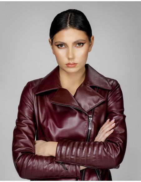 Geacă de Damă din Piele de Miel cu Revere Model Liana Grena