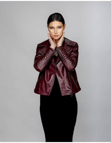 Geacă de Damă din Piele de Miel cu Revere Model Liana Grena