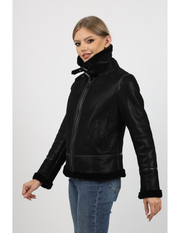 Cojoc de Damă din Blană de Miel Napalan Ava Negru 2