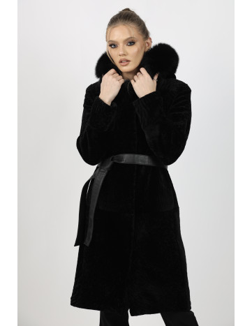 Cojoc de Damă din Blană de Miel Australian și Glugă din...