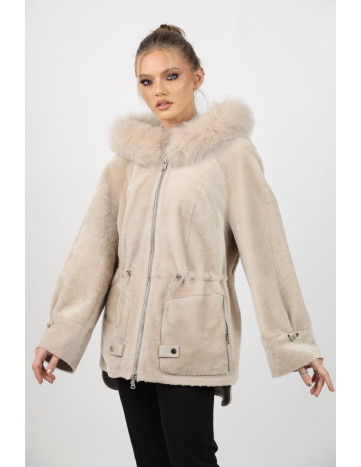 Geacă de Damă din Blană de Miel Australian și Glugă de... 2