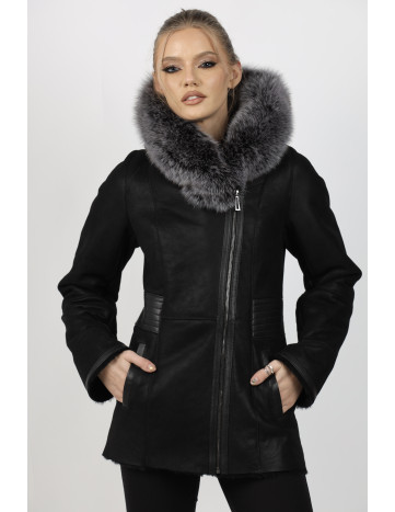 Cojoc de Damă Cambrat din Blană de Miel Napalan și Glugă... 2